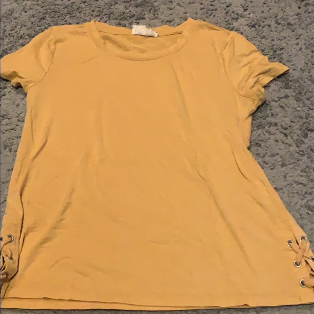 Mustard Yellow T-shirt with Shoe Lace sides